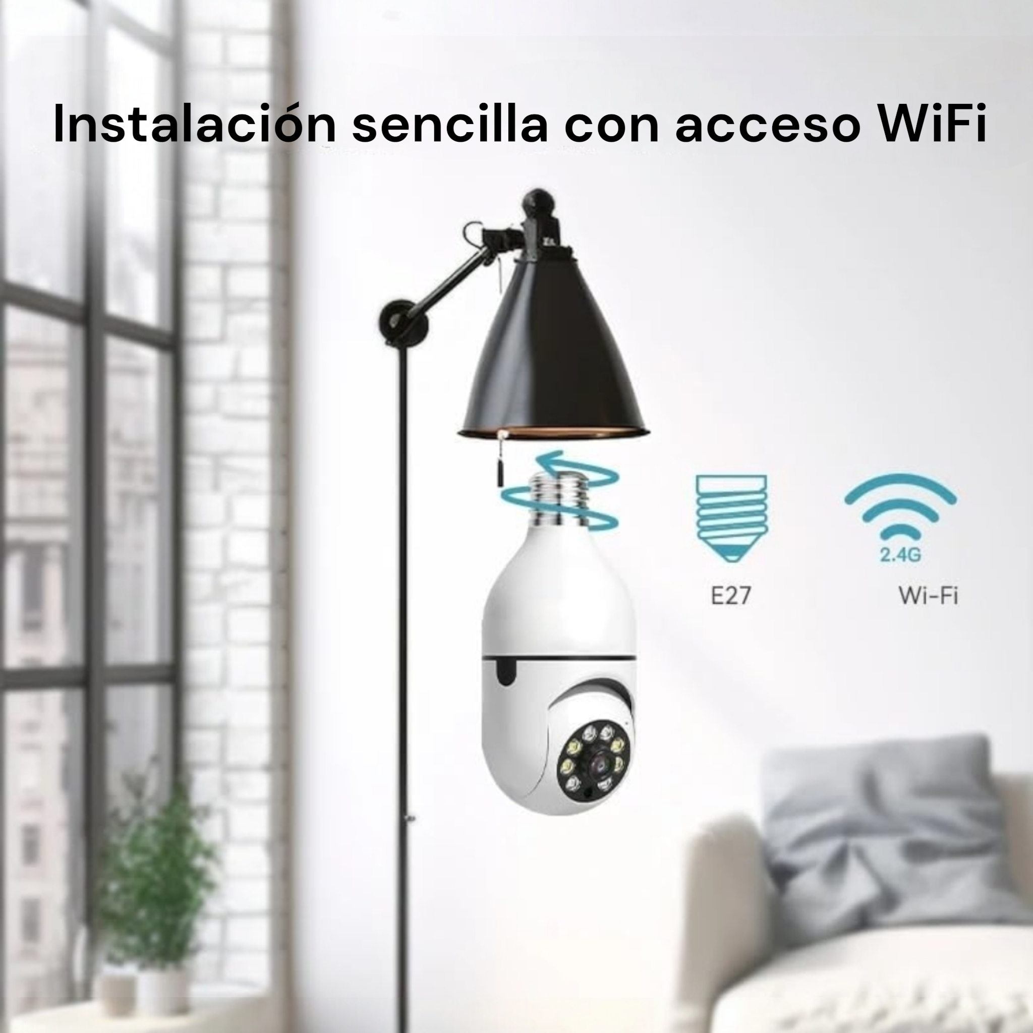 Cámara de seguridad inalámbrica adaptador bombilla