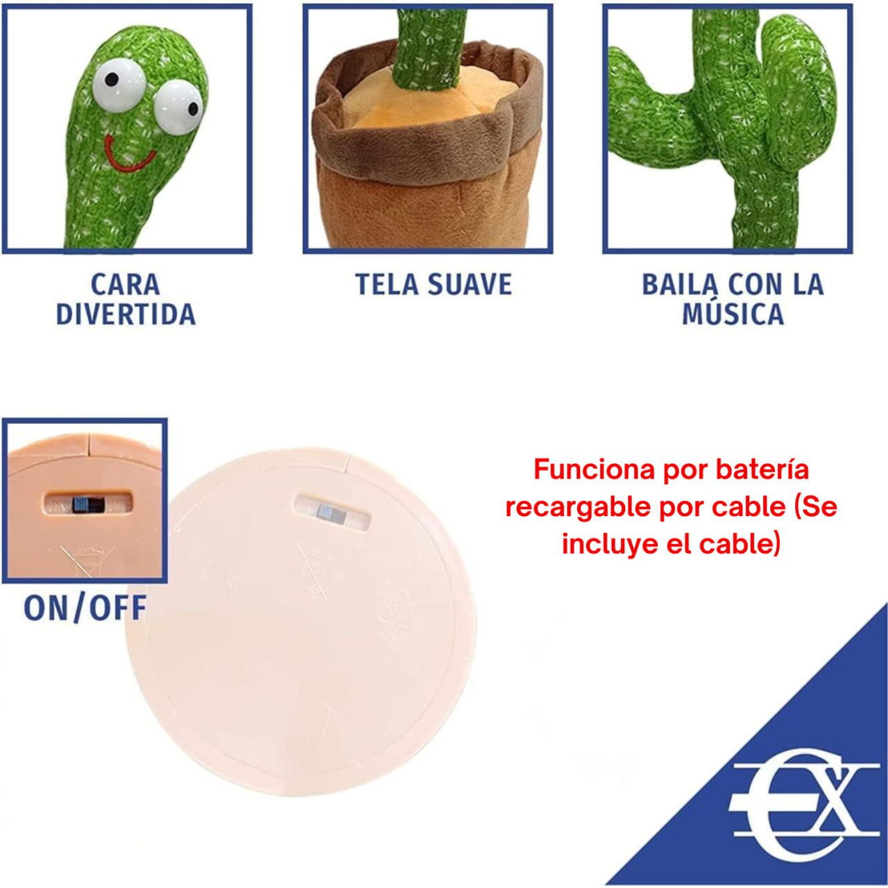 Cactus Bailarín de Peluche con Luces LED y Música
