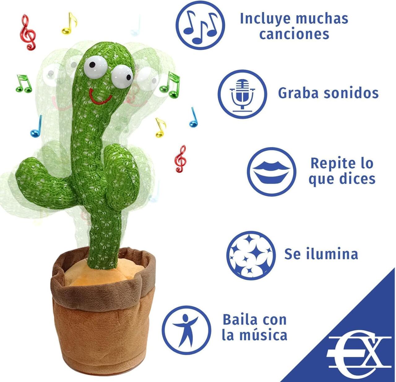 Cactus Bailarín de Peluche con Luces LED y Música
