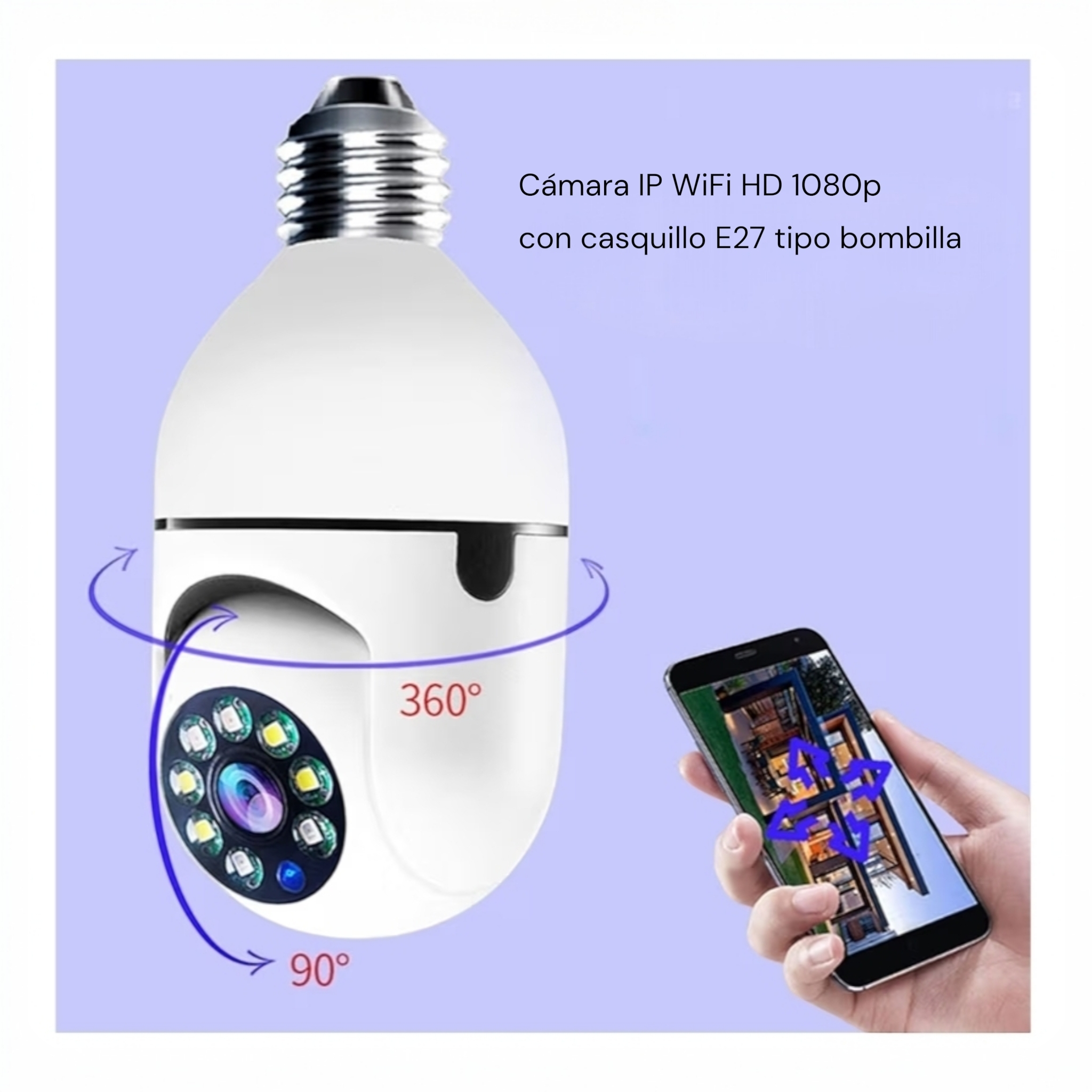 Cámara de seguridad inalámbrica adaptador bombilla