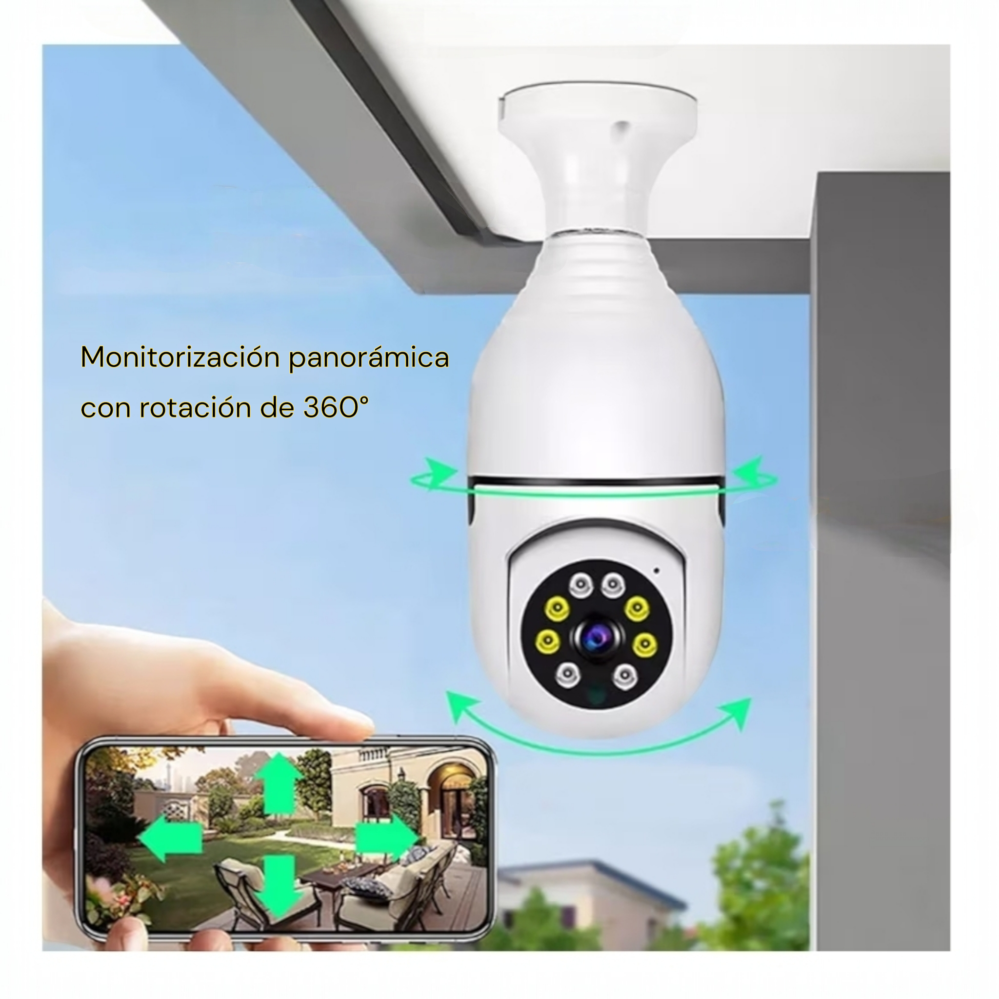 Cámara de seguridad inalámbrica adaptador bombilla