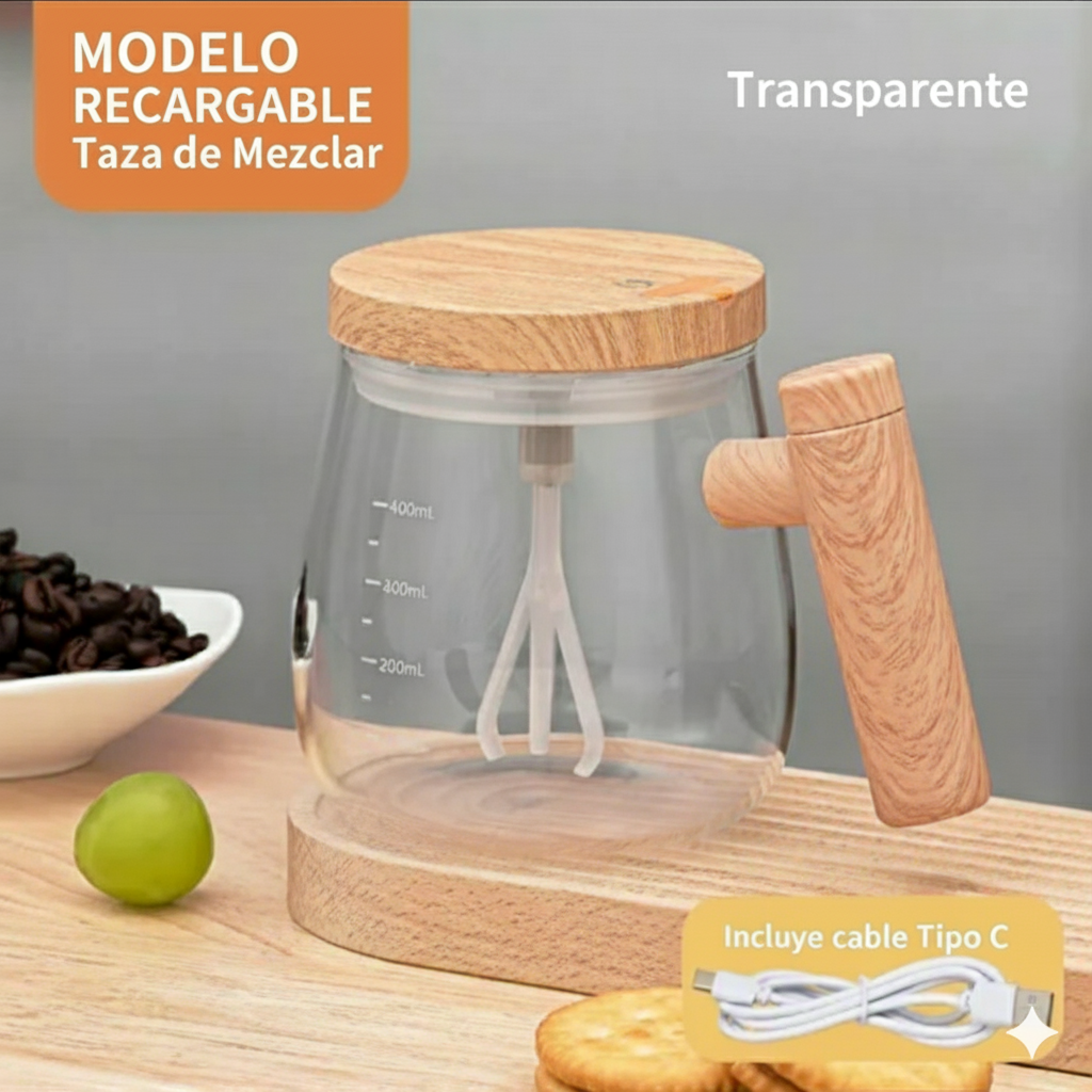 Taza mezcladora automática con base térmica